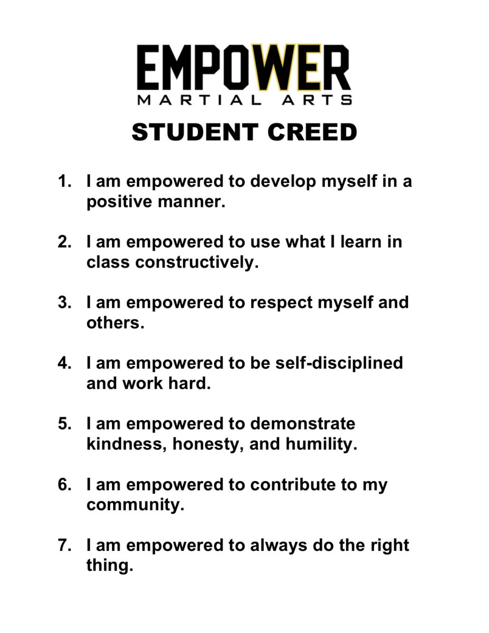 Empower Martial Arts | Student Resources | Dublin, CA
